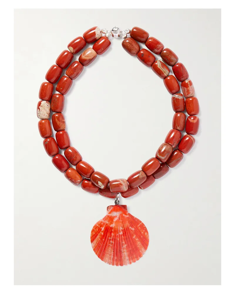 JULIETTA Luma Silver-tone, Jasper, Resin And Shell Necklace - Red Red