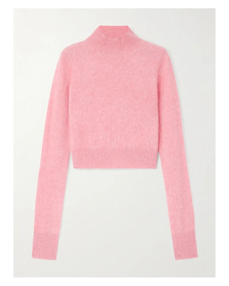 SPORTMAX Gubbio Verkürzter Stehkragenpullover Aus Gebürstetem Kaschmir - Pink Pink