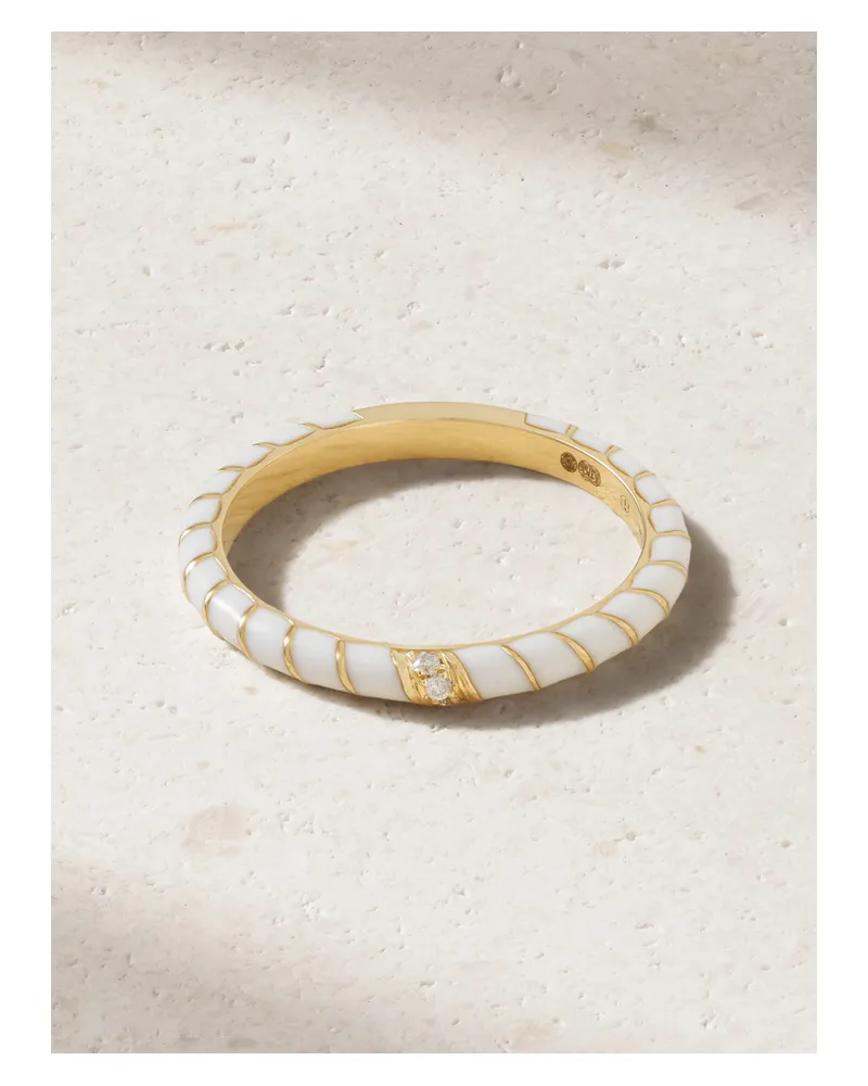 Yvonne Léon Ring Aus 9 Karat Gold Mit Diamanten Und Emaille Gold