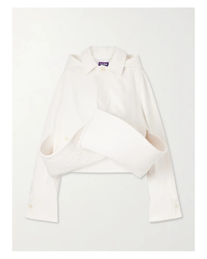 Jean Paul Gaultier Bob Marine Hooded Folded Denim Jacket - White White