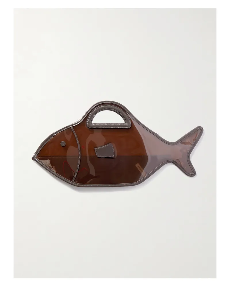 STAUD Cleo Leather-trimmed Pvc Tote - Brown Brown