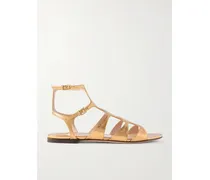 Sandalen Aus Metallic-leder Mit Eidechseneffekt - Gold