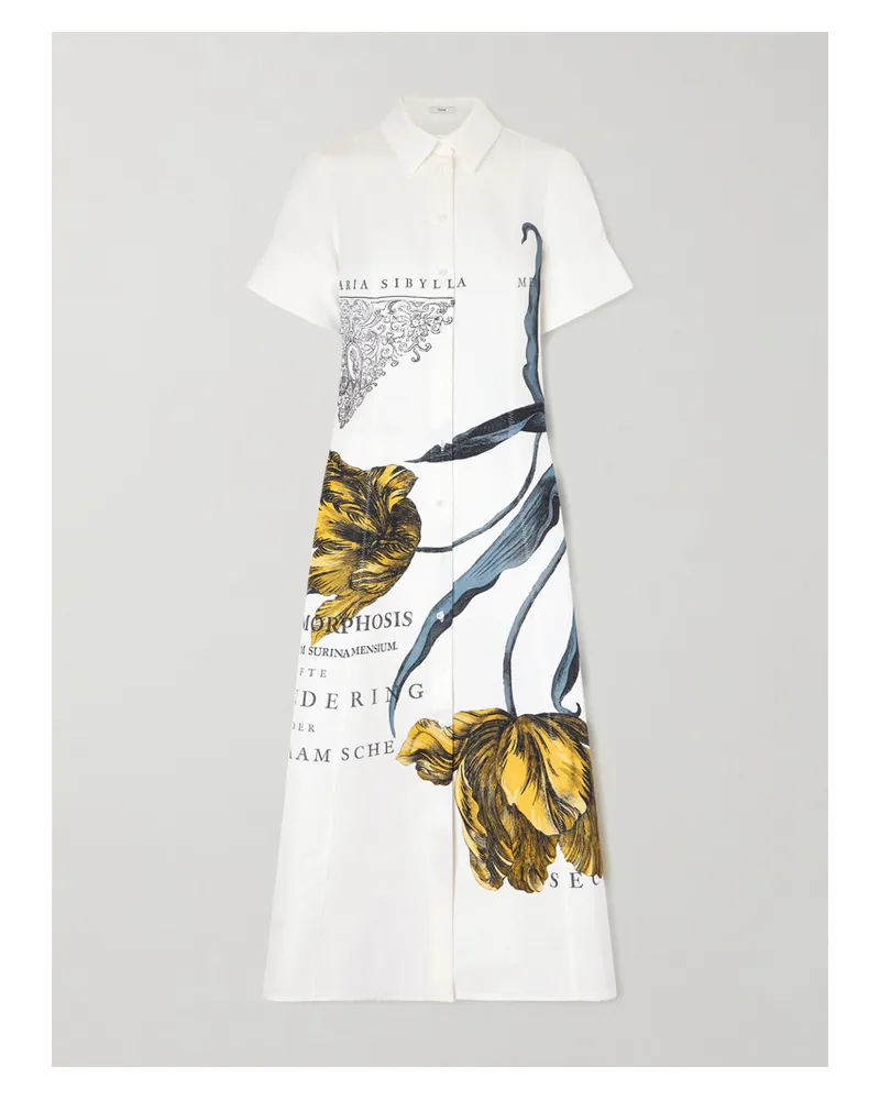 Erdem Floral-print Cotton-blend Shirt Dress - White White