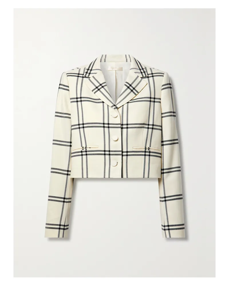 LoveShackFancy Marlene Verkürzter Blazer Aus Kariertem Twill - Weiß Weiß