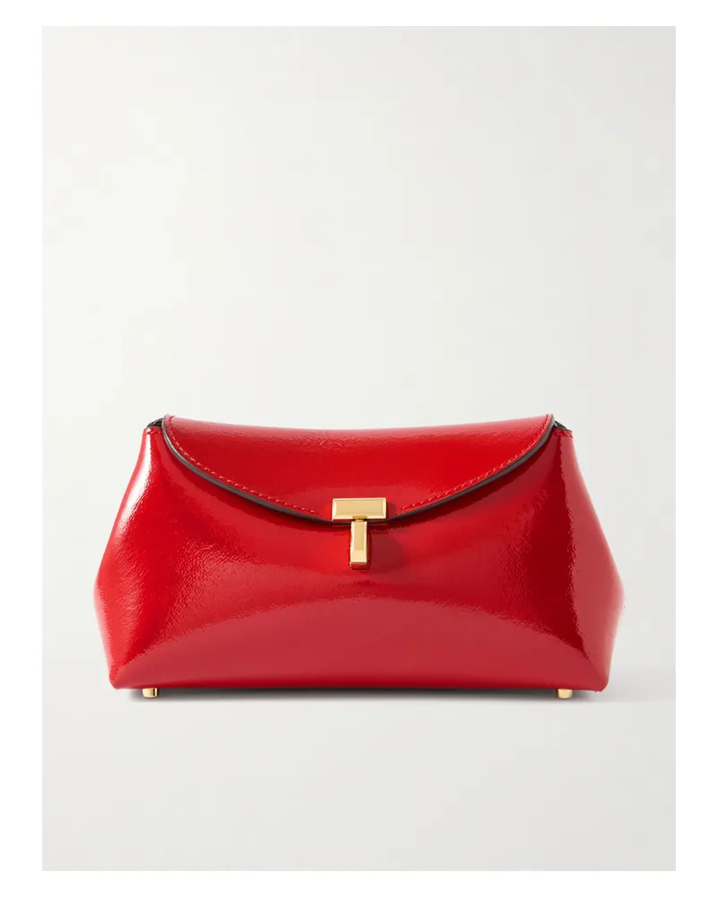 Totême T-lock Mini Patent-leather Clutch - Red Red