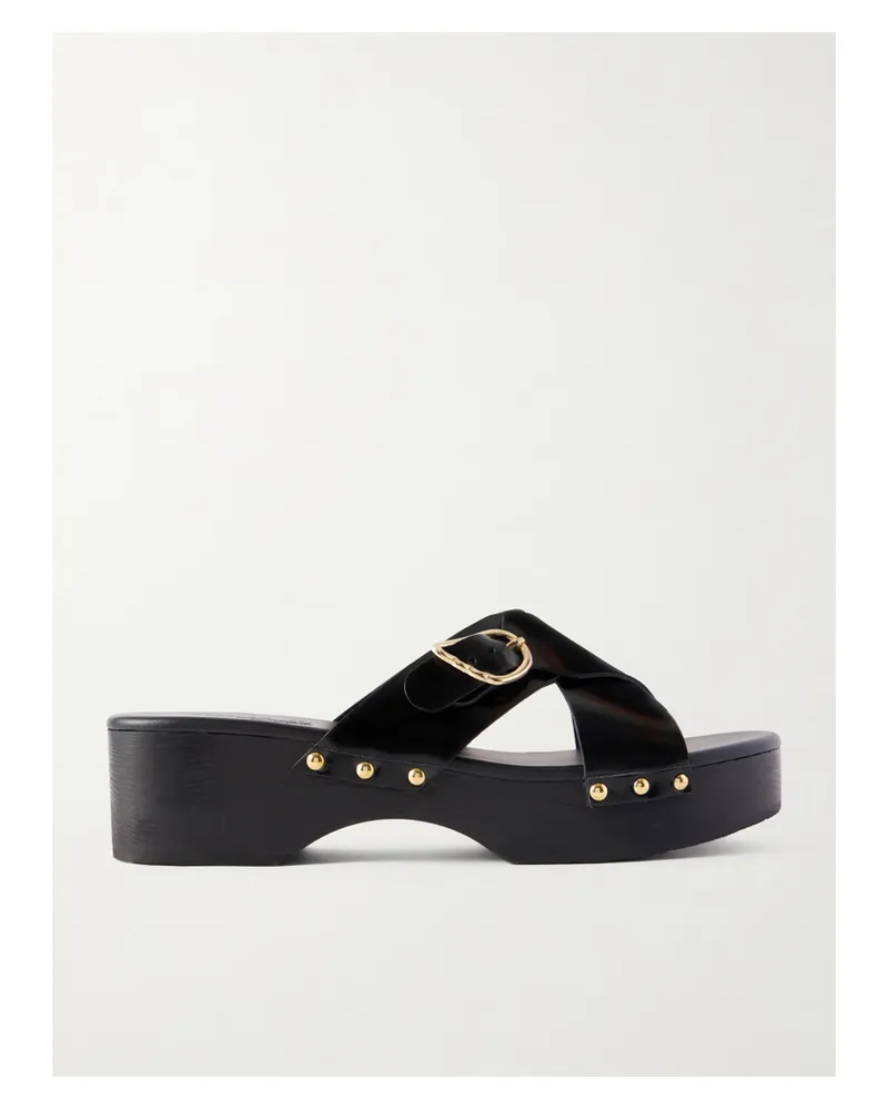 Ancient Greek Sandals Marilisa Sabot Clogs Aus Leder Mit Nieten - Schwarz Schwarz