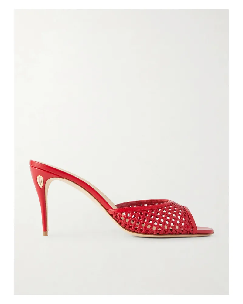 Jennifer Chamandi Guido 85 Woven Leather Mules - Red Red