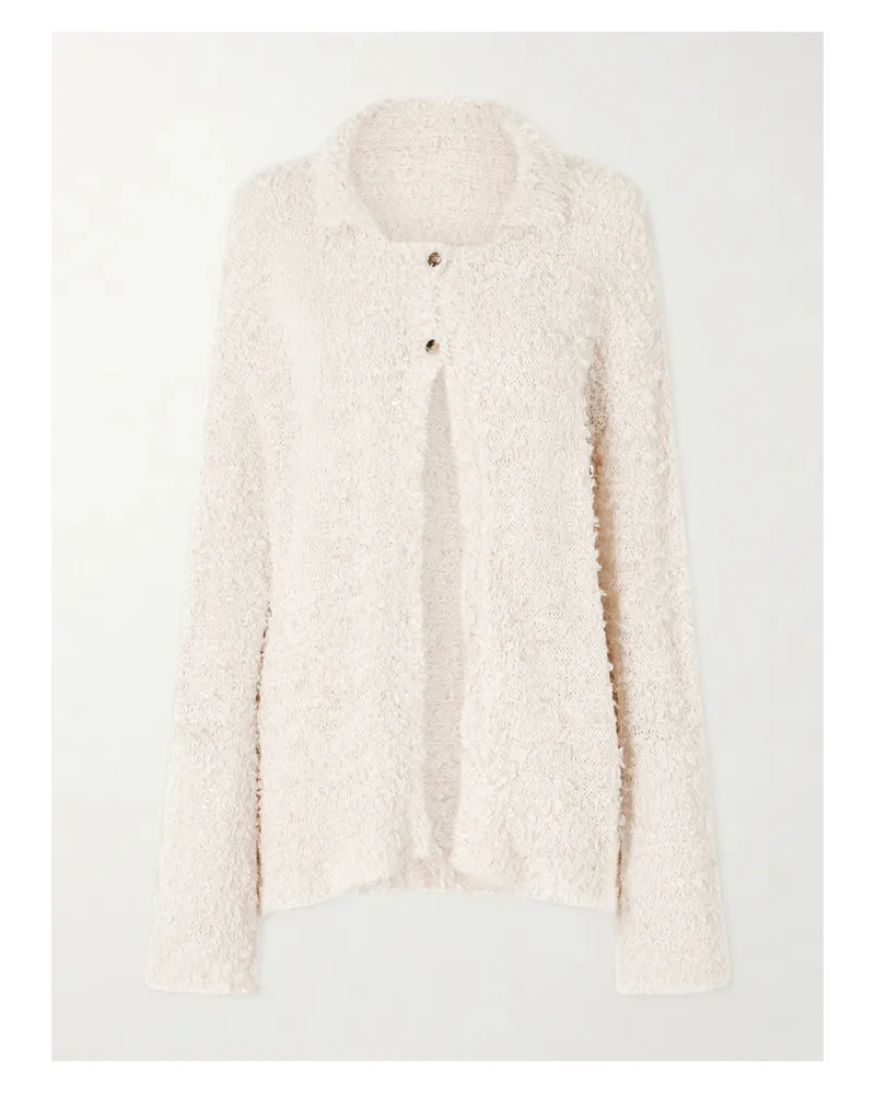 KHAITE Jannae Cotton-blend Bouclé Cardigan - Ivory Ivory