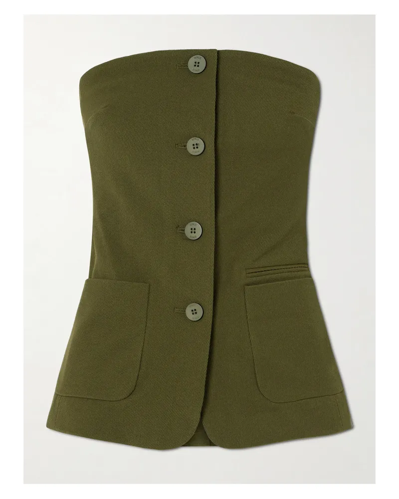 STAUD Brigade Trägerloses Bustier aus Twill Grün