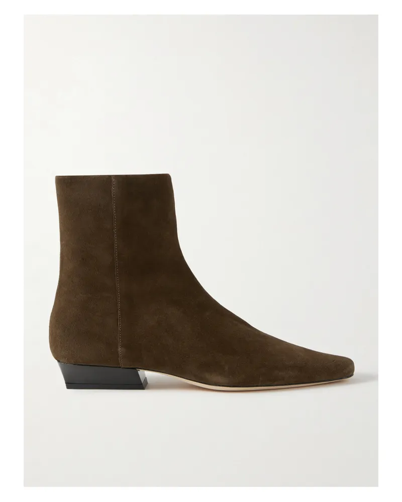 STAUD Wally Ankle Boots Aus Veloursleder - Braun Braun