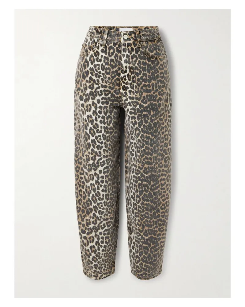 Ganni Hoch Sitzende Barrel-jeans Mit Leopardenprint - Animal-Print Animal-print