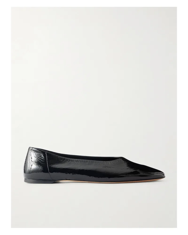 Totême Crinkled Patent-leather Ballet Flats - Black Black