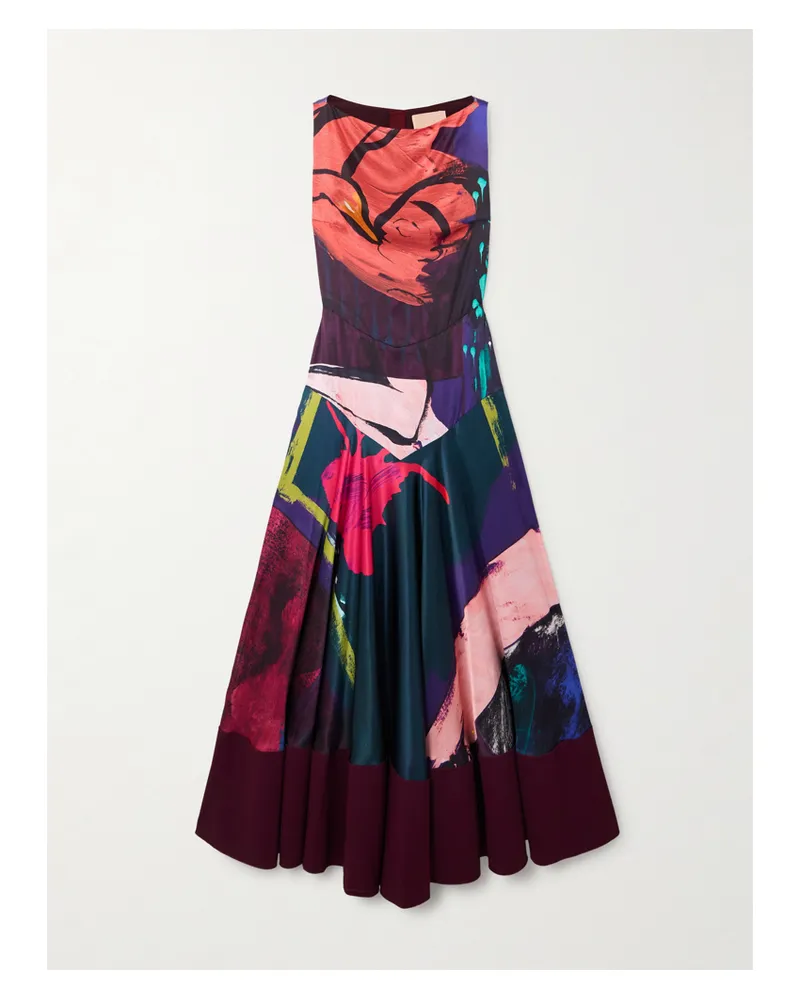Roksanda Ilincic Munir Maxikleid Aus Bedrucktem Seidensatin - Mehrfarbig Mehrfarbig
