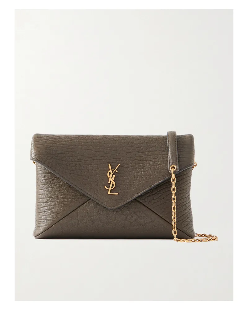 Saint Laurent Cassandre Textured-leather Shoulder Bag - Brown Brown