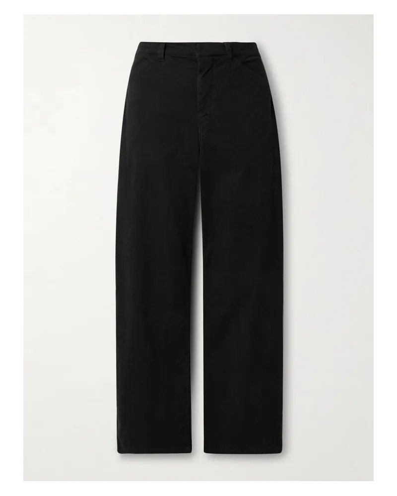 Nili Lotan Tribeca Barrel-hose Aus Gebürstetem Twill Aus Einer Baumwollmischung - Schwarz Schwarz