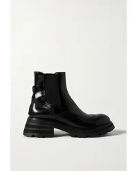 Alexander McQueen Chelsea Boots aus Glanzleder Schwarz