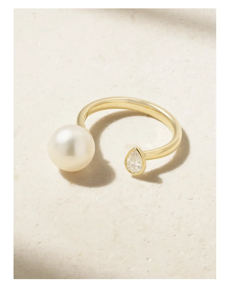 MIZUKI Ring aus 14 Karat  mit Perle Und Diamant Gold