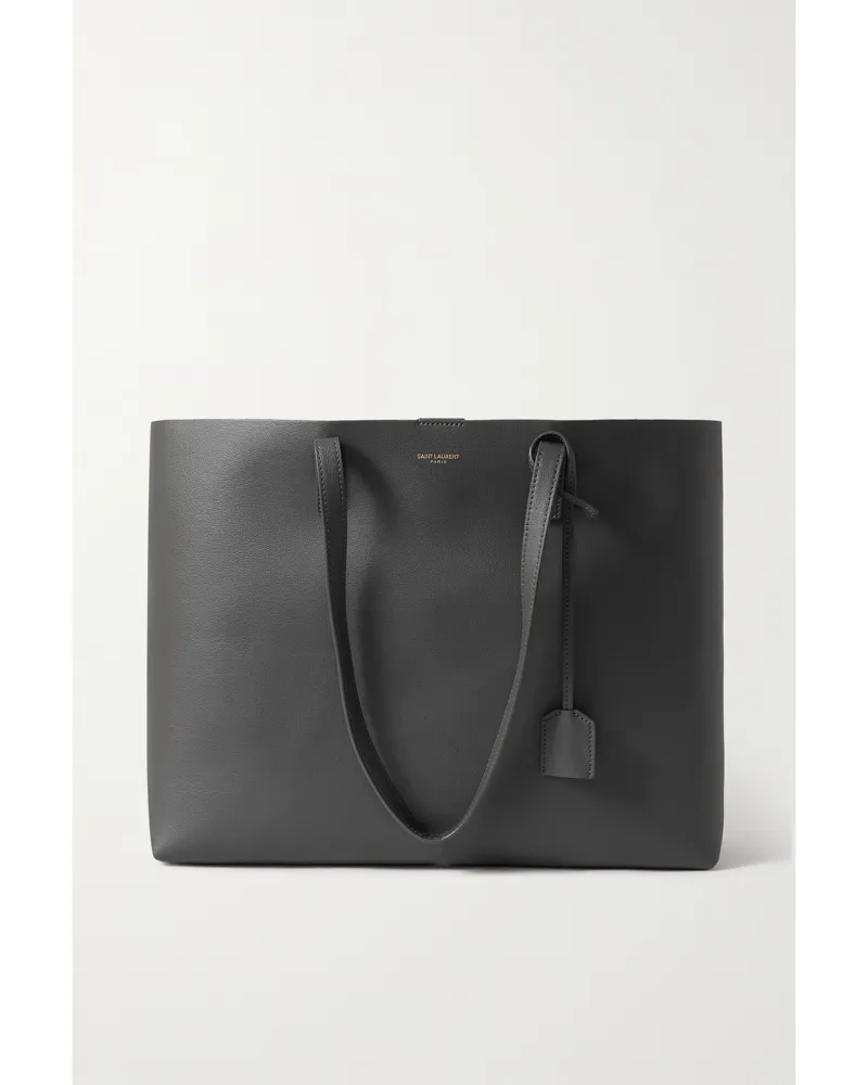 Saint Laurent East/west Large Leather Tote - Gray Gray