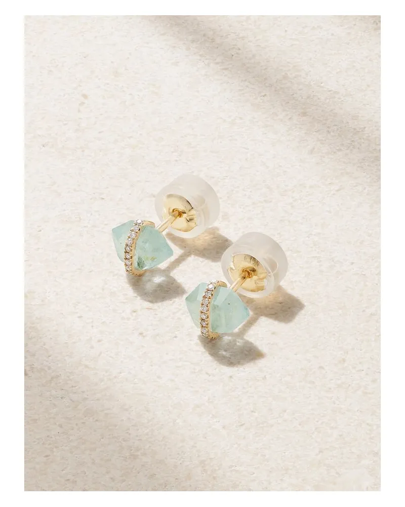 Melissa Joy Manning Ohrstecker Aus Recyceltem 14 Karat Gold Mit Aquamarinen Und Herkimer-diamanten - Blau Blau
