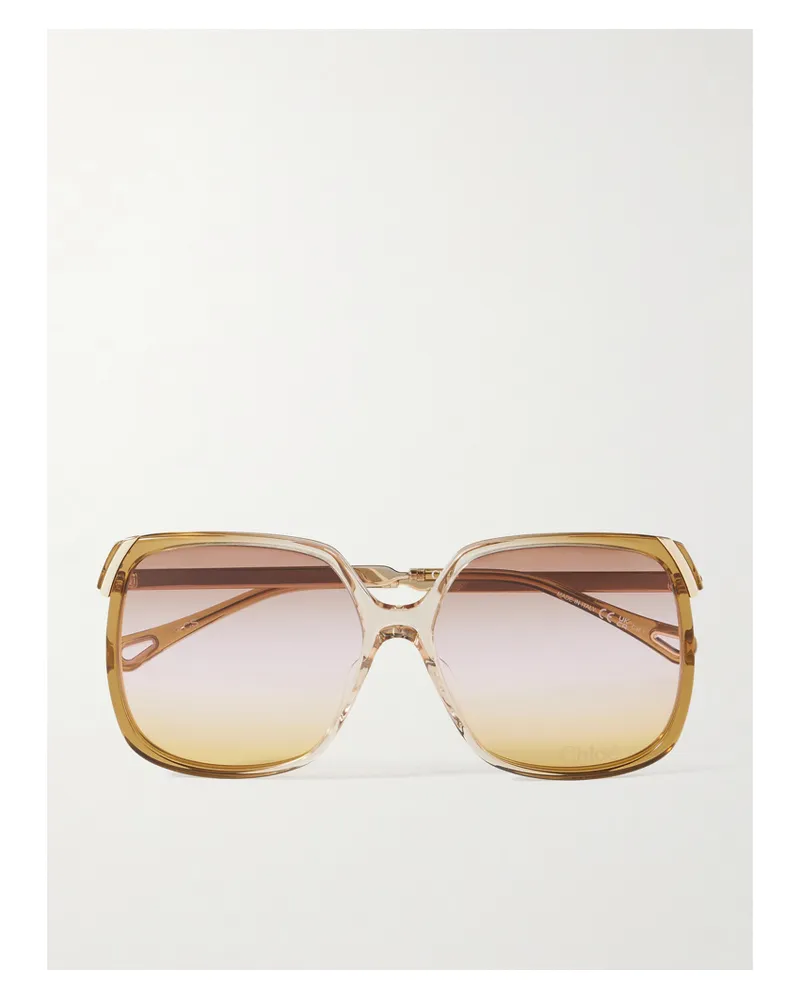 Chloé Aly Sonnenbrille Mit Eckigem Rahmen Aus Azetat Mit Goldfarbenen Details Gold