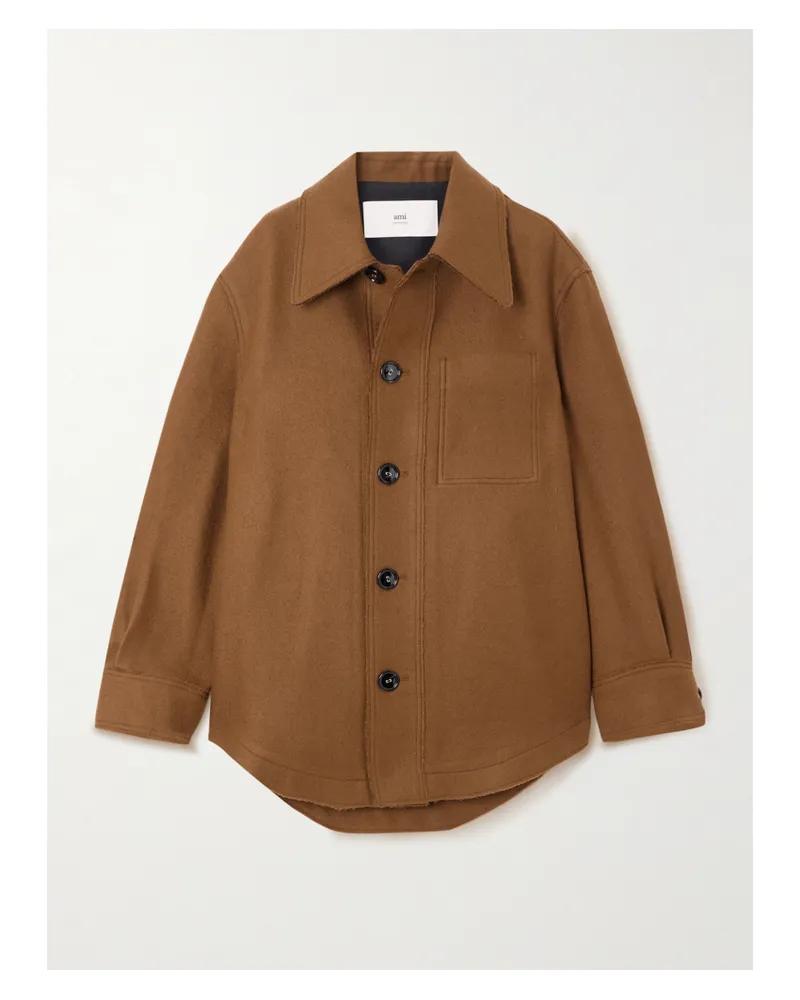 AMI Paris Jacke Aus Woll-twill Mit Fransen - Braun Braun