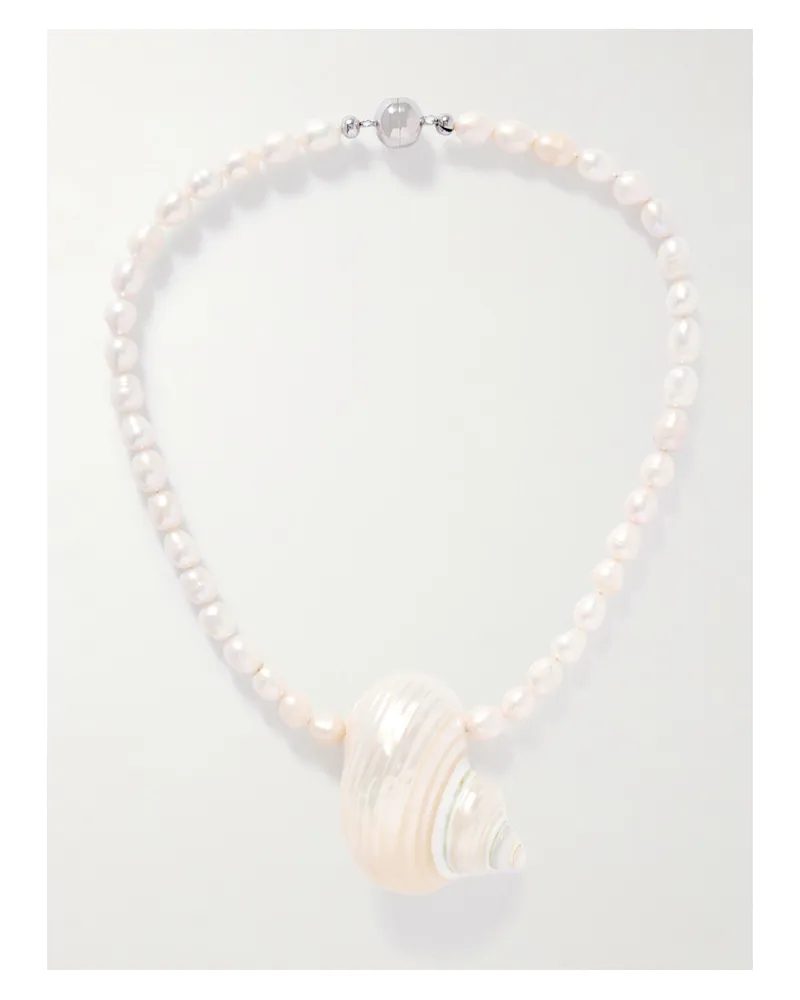JULIETTA Mykonos Kette Mit Süßwasserperlen, Muschel Und Rhodinierten Details - Weiß Weiß