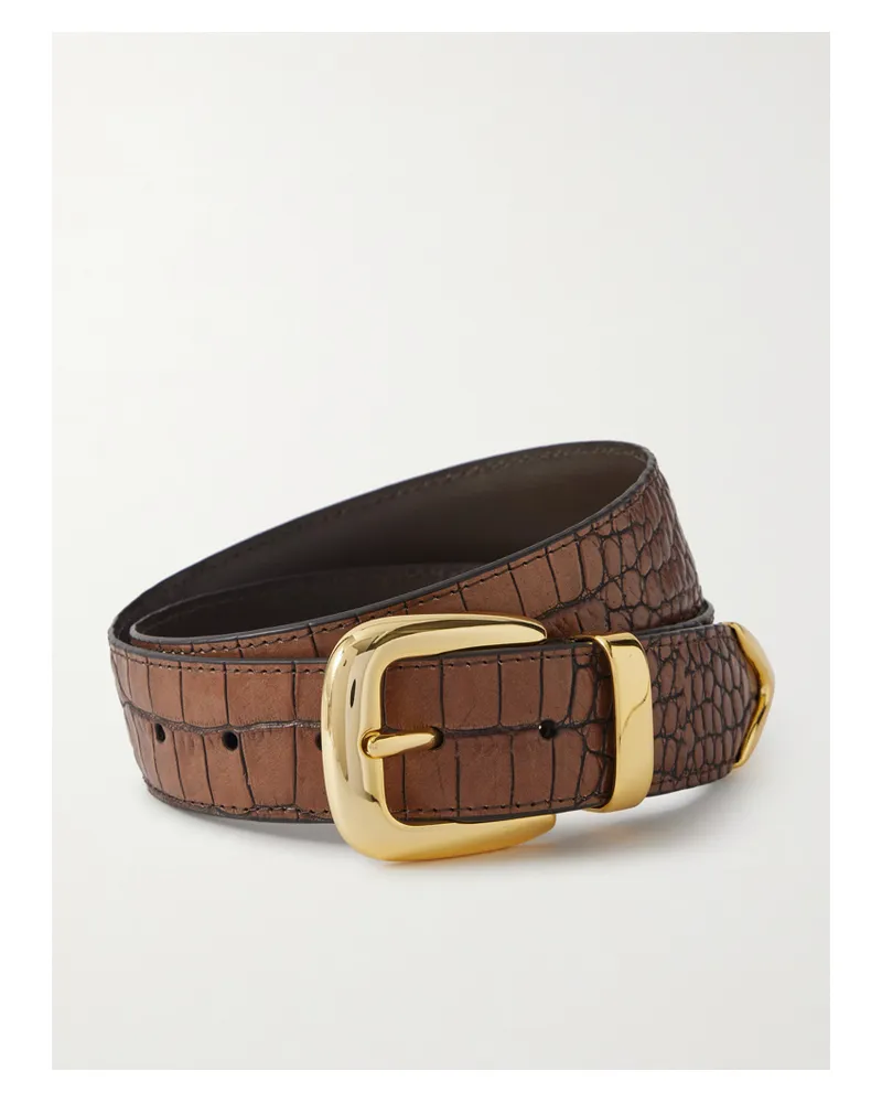 Anderson's Croc-effect Leather Belt - Brown Brown