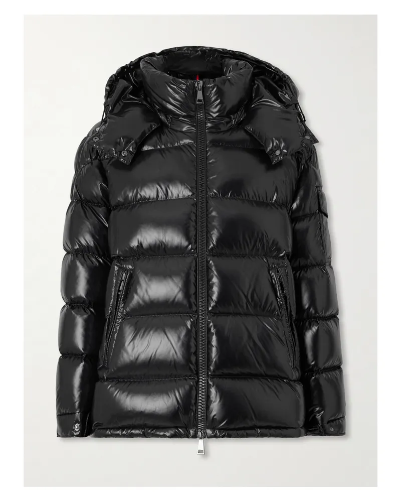 Moncler Maire Hooded Quilted Glossed-shell Down Jacket - Black Black
