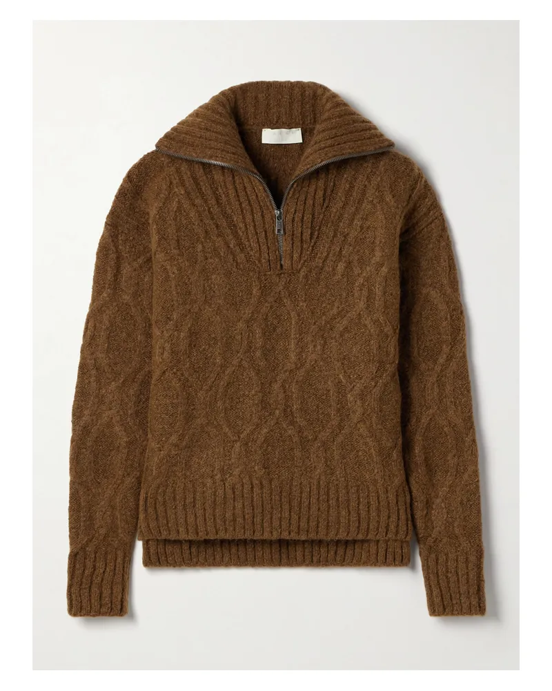 Falke Troyer Zopfstrickpullover Aus Einer Wollmischung - Braun Braun