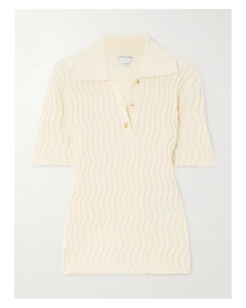 Bottega Veneta Oberteil Aus Gerippter Wolle Mit Polokragen - Creme Creme