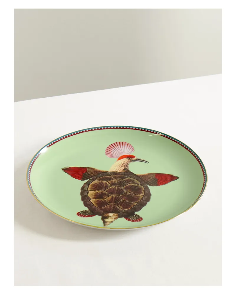 La DoubleJ Beto Val Porzellanplatte Mit Vergoldeten Details - Grün Grün