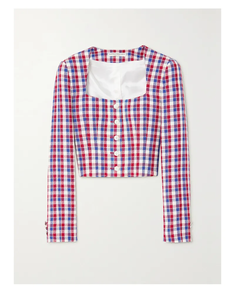 Alessandra Rich Verkürzte Jacke Aus Kariertem Tweed - Blau Blau