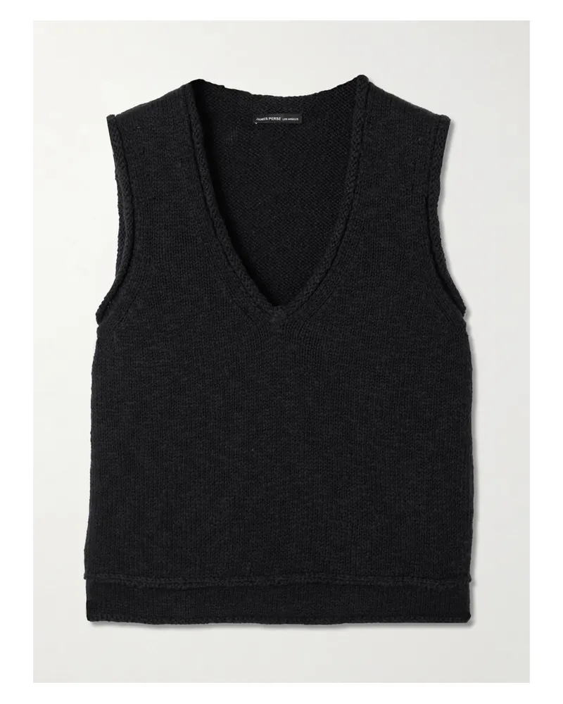 James Perse Tanktop Aus Einer Gerippten Baumwoll-leinenmischung - Schwarz Schwarz