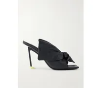 Bow-detailed Leather Sandals - Black