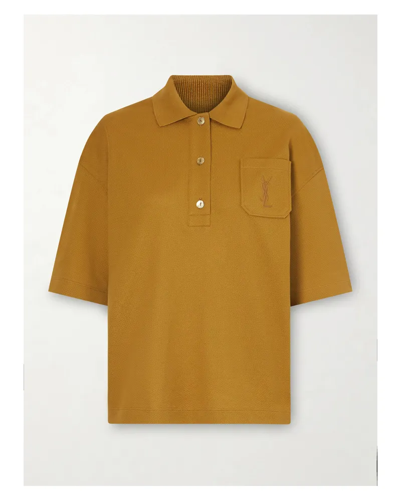 Saint Laurent Cotton-piqué Polo Shirt - Yellow Yellow