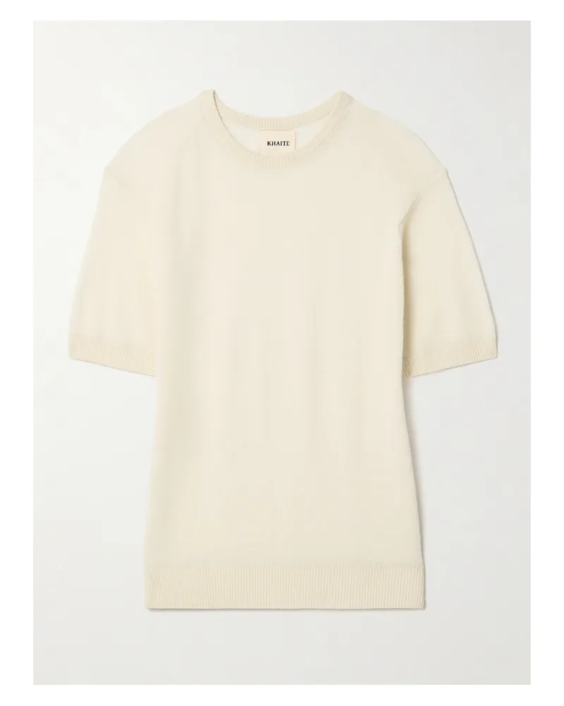 KHAITE Pierre Kurzärmliger Pullover Aus Einer Kaschmirmischung - Creme Creme