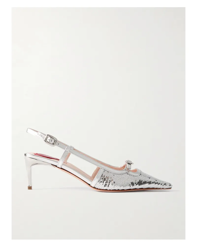 Roger Vivier Slingback-pumps Aus Metallic-leder Mit Schnallen Und Pailletten - Silber Silber
