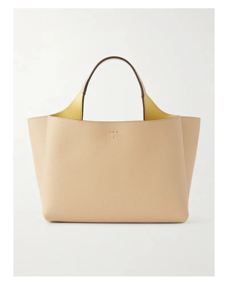 TOD'S Textured-leather Mini Tote - Neutrals Neutrals