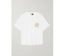 Paula's Ibiza T-shirt Aus Baumwoll-jersey Mit Applikation Aus Bouclé - Weiß