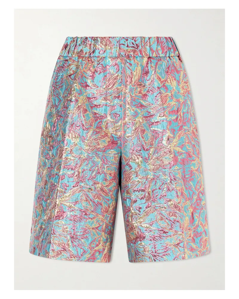 Dries van Noten Printed Cotton-blend Jacquard Shorts - Blue Blue