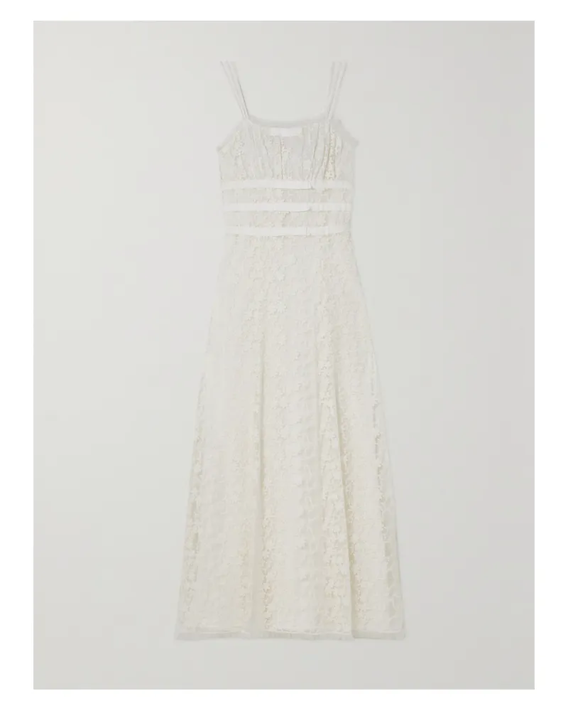 Rodarte Maxikleid Aus Tüll Aus Einer Baumwollmischung Mit Stickereien Und Ripsbandbesätzen - Weiß Weiß