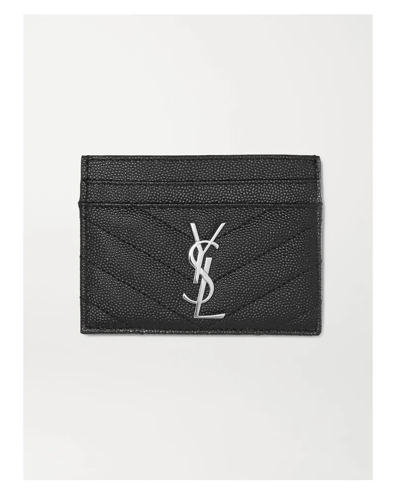 Saint Laurent Monogramme Gestepptes Kartenetui Aus Strukturiertem Leder - Schwarz Schwarz