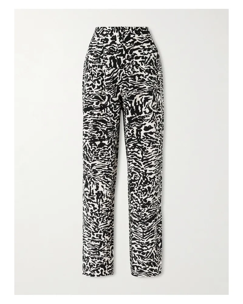 Ulla Johnson Aviva Printed Silk Crepe De Chine Wide-leg Pants - Black Black