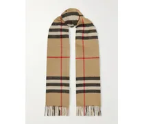 Net Sustain Fringed Checked Cashmere Scarf - Brown