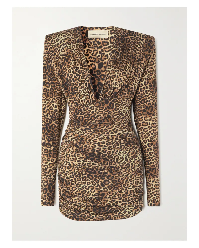Alexandre Vauthier Minikleid Aus Stretch-jersey Mit Leopardenprint Und Raffungen - Animal-Print Animal-print