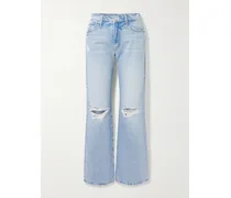 Maven Sneak Distressed High-rise Straight-leg Jeans - Blue