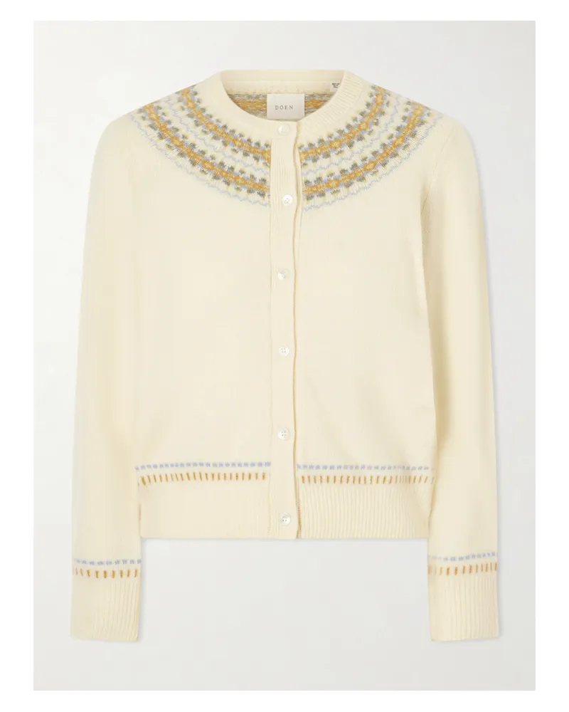 DÔEN Olympe Jacquard-knit Wool-blend Cardigan - Yellow Yellow