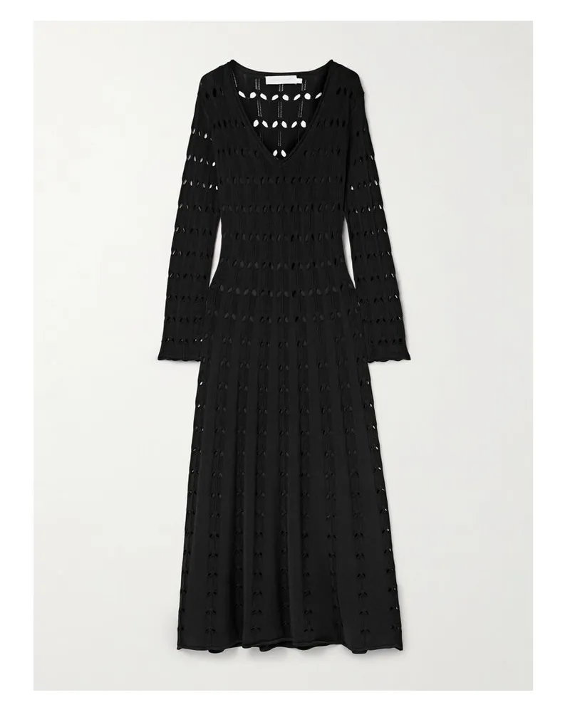 Zimmermann Rhiannon Maxikleid Aus Pointelle-strick - Schwarz Schwarz