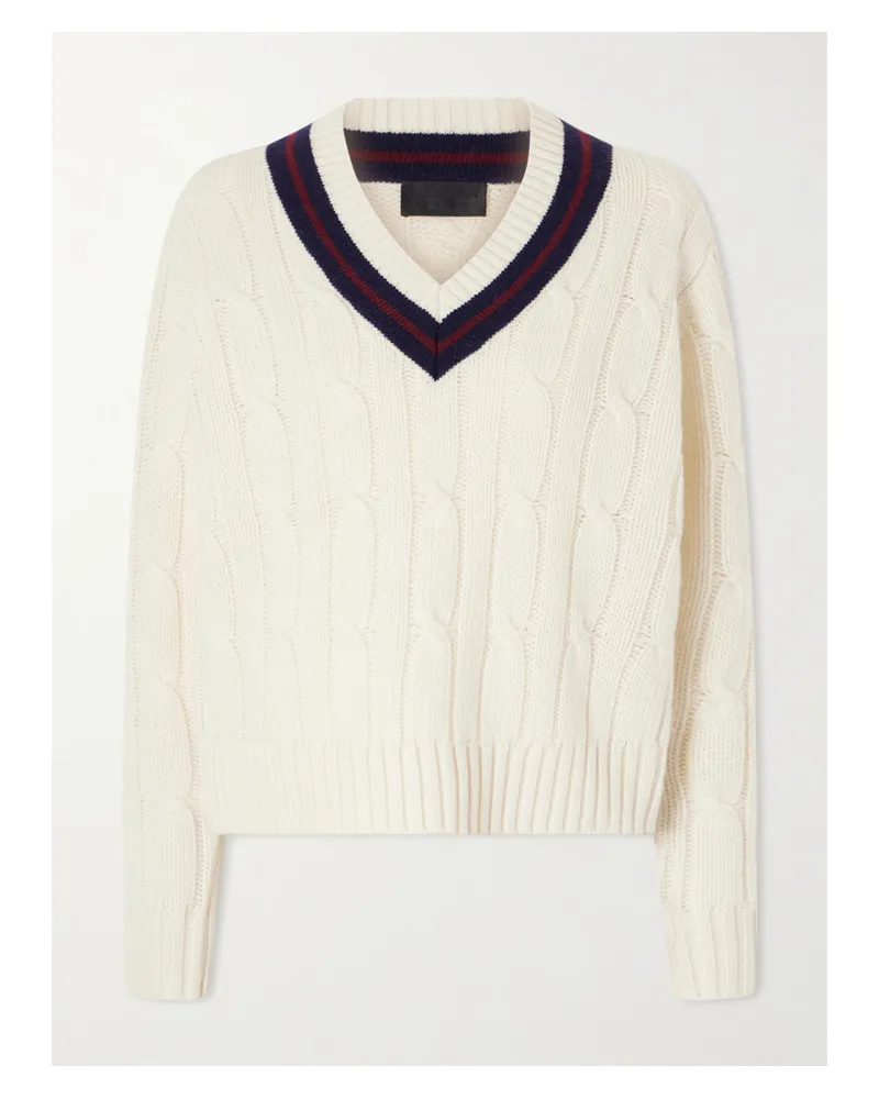 Nili Lotan Fabiana Striped Cable-knit Wool Sweater - Ivory Ivory