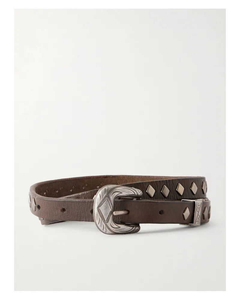 RRL Aria Embellished Leather Belt - Brown Brown
